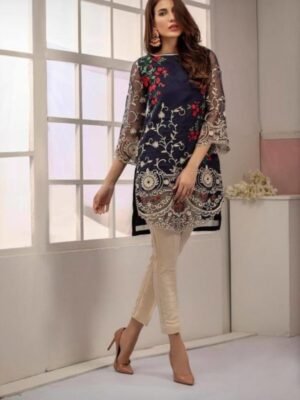 Blue Chiffon Party Wear Replica
