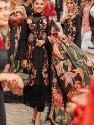 Mushq Black Embroidered Lawn
